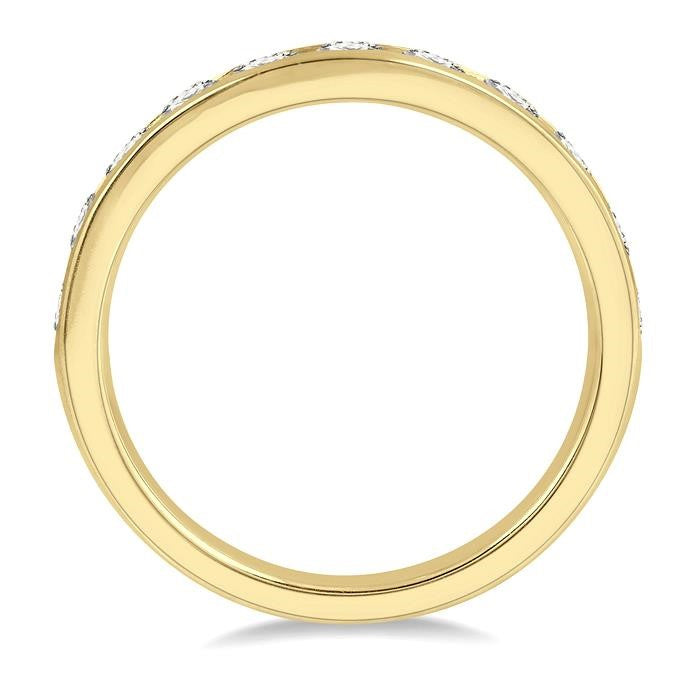 1 Ctw Round Cut Diamond Inlay Wedding Band in 14K Yellow Gold
