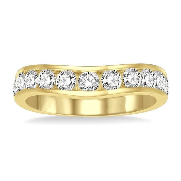 Curved Diamond Wedding Band