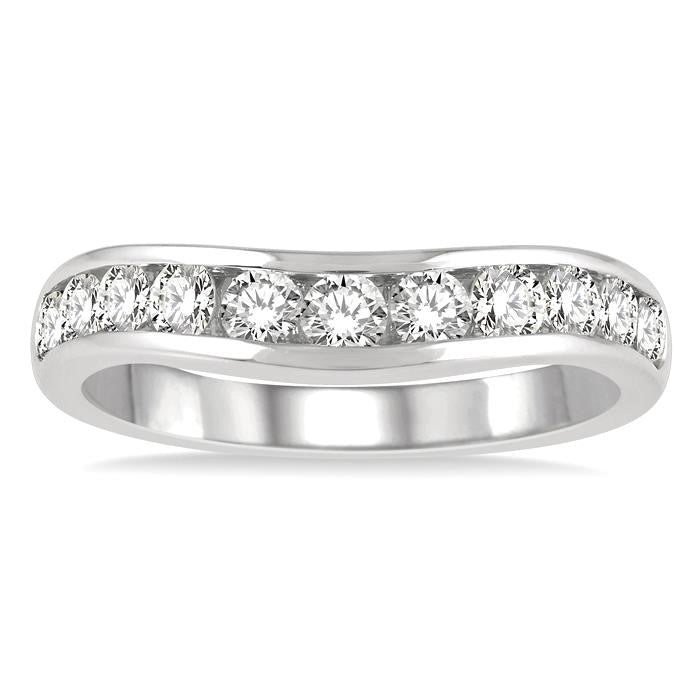 Curved Diamond Wedding Band