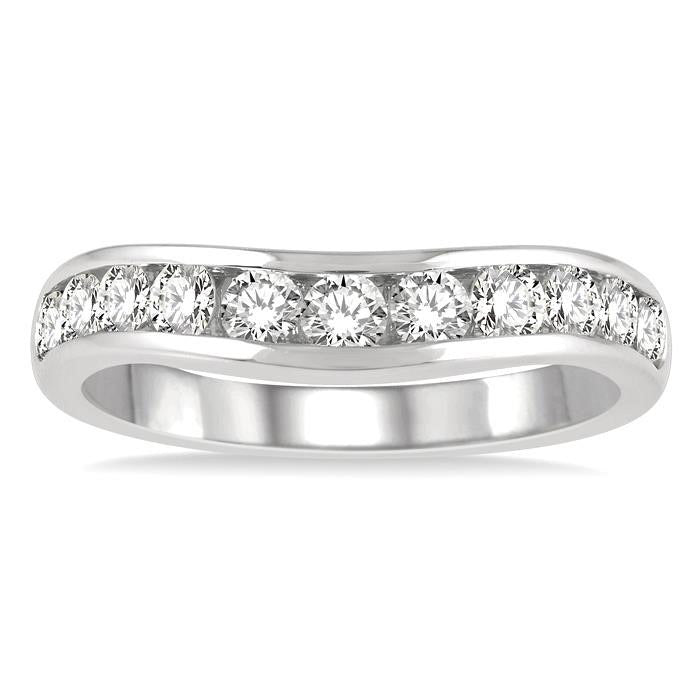 Curved Diamond Wedding Band