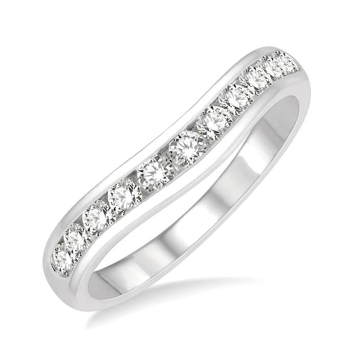 1/2 Ctw Round Cut Diamond Inlay Wedding Band in 14K White Gold