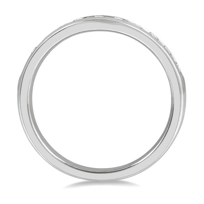 1/2 Ctw Round Cut Diamond Inlay Wedding Band in 14K White Gold