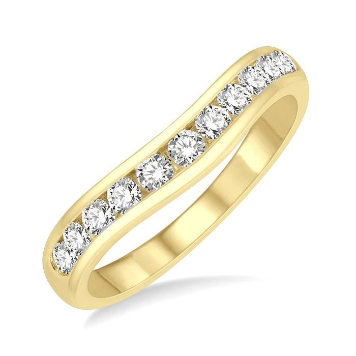 1/2 Ctw Round Cut Diamond Inlay Wedding Band in 14K Yellow Gold