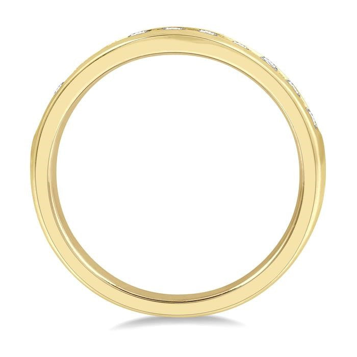 1/2 Ctw Round Cut Diamond Inlay Wedding Band in 14K Yellow Gold