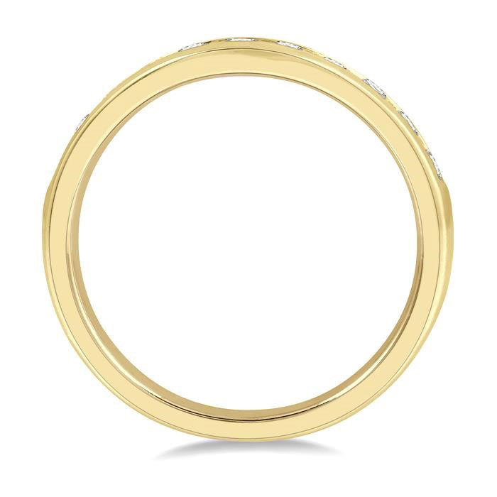 1/2 Ctw Round Cut Diamond Inlay Wedding Band in 14K Yellow Gold