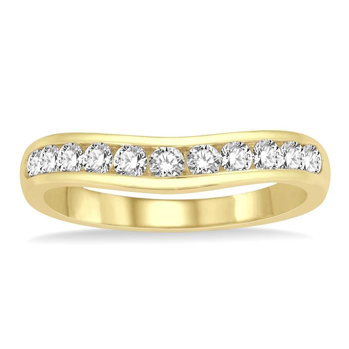 Curved Diamond Wedding Band