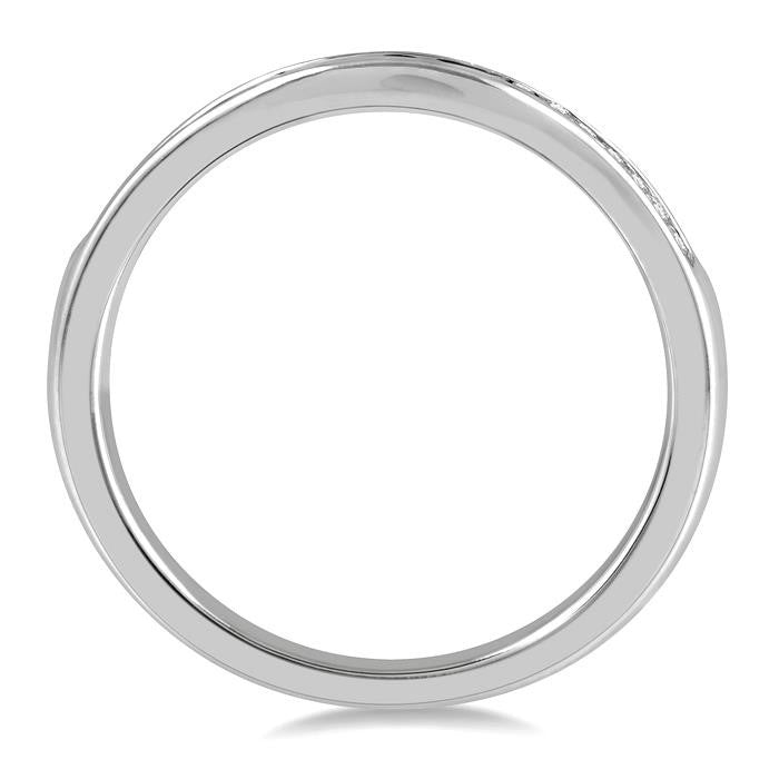 1/3 Ctw Round Cut Diamond Inlay Wedding Band in 14K White Gold