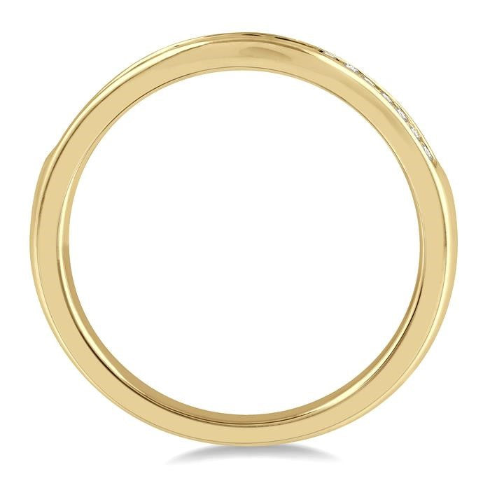 1/3 Ctw Round Cut Diamond Inlay Wedding Band in 14K Yellow Gold
