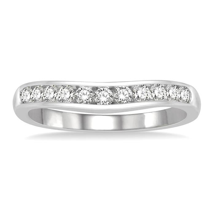 Curved Diamond Wedding Band