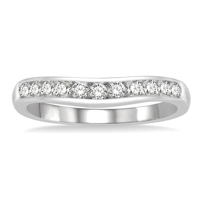 Curved Diamond Wedding Band