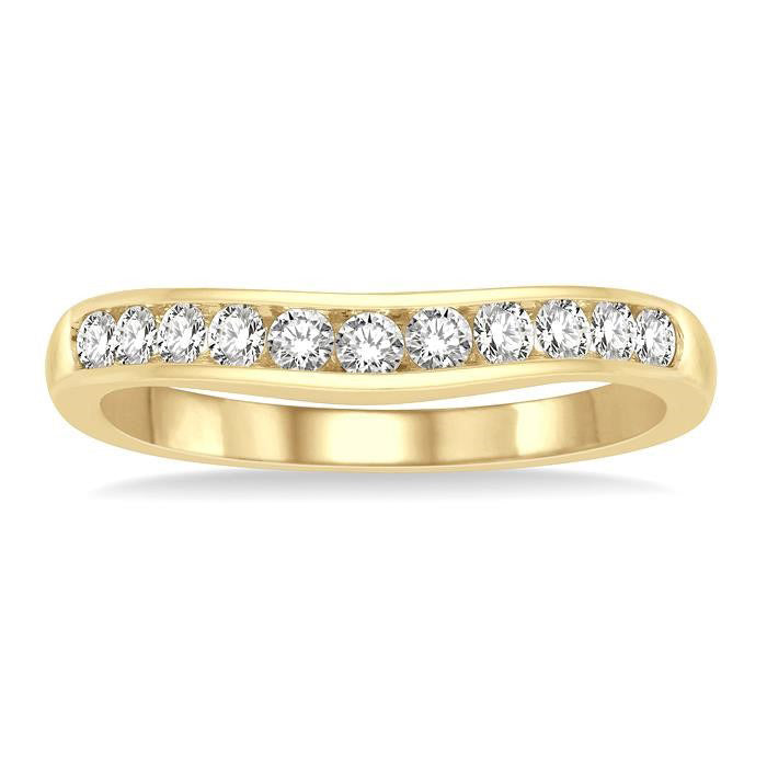 Curved Diamond Wedding Band