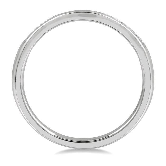 1/4 Ctw Round Cut Diamond Inlay Wedding Band in 14K White Gold