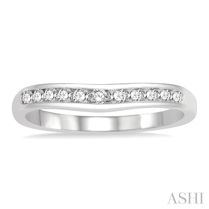 1/4 Ctw Round Cut Diamond Inlay Wedding Band in 14K White Gold