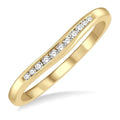 1/10 Ctw Arched Channel Round Cut Diamond Wedding Band in 14K Yellow Gold