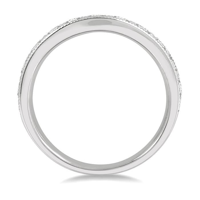 1 Ctw Arched Round Cut Diamond Wedding Band in 14K White Gold