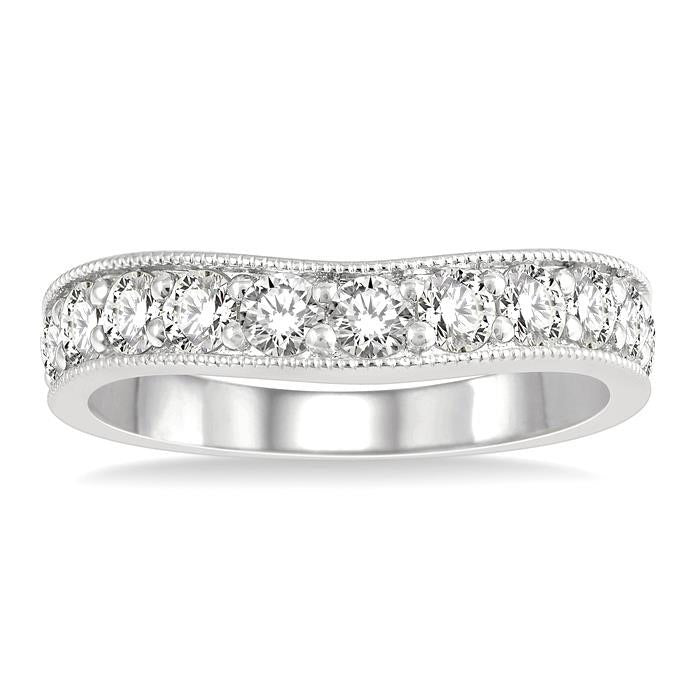 Curved Diamond Wedding Band