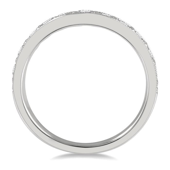3/4 Ctw Arched Round Cut Diamond Wedding Band in 14K White Gold