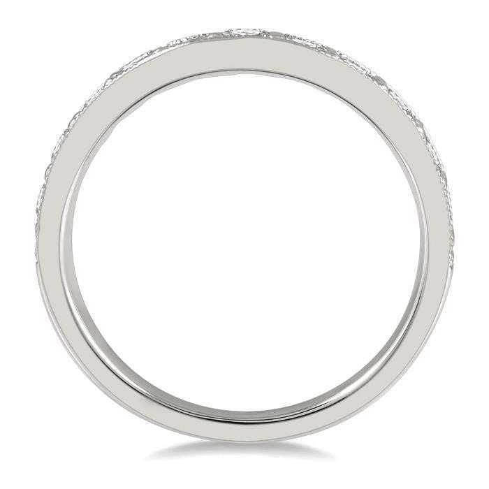 3/4 Ctw Arched Round Cut Diamond Wedding Band in 14K White Gold