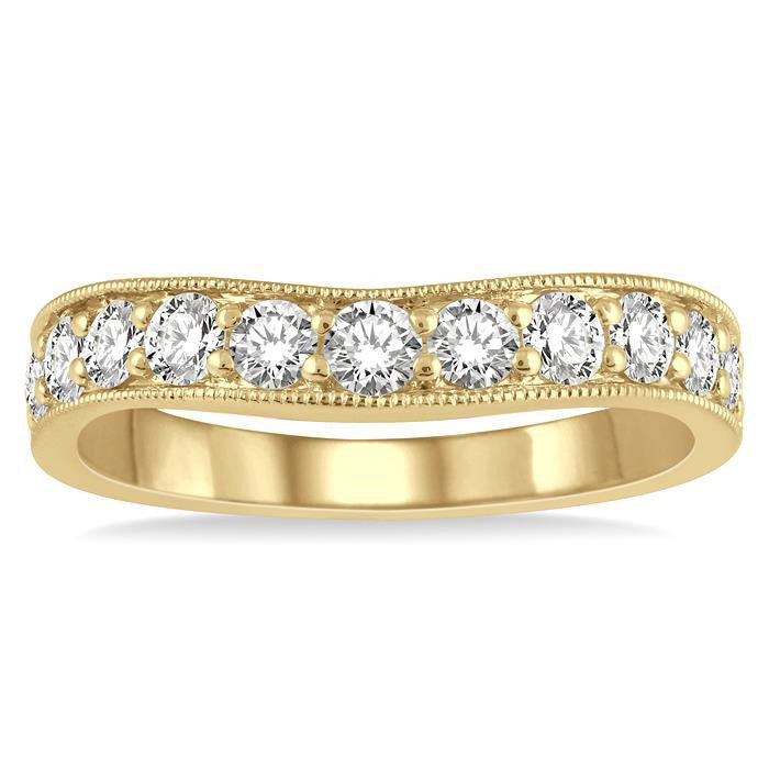 Curved Diamond Wedding Band