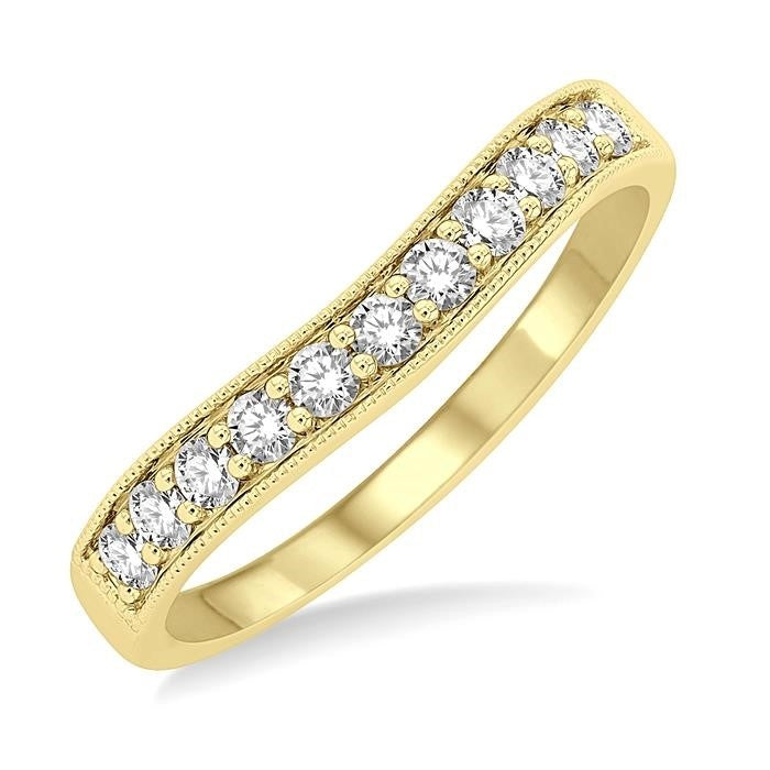 1/3 Ctw Arched Round Cut Diamond Wedding Band in 14K Yellow Gold
