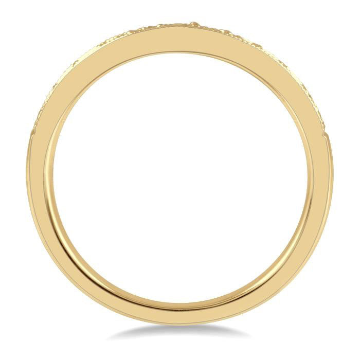 1/3 Ctw Arched Round Cut Diamond Wedding Band in 14K Yellow Gold