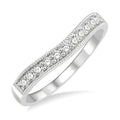 1/4 Ctw Curved Center Milgrain Border Round Cut Diamond Wedding Band in 14K White Gold