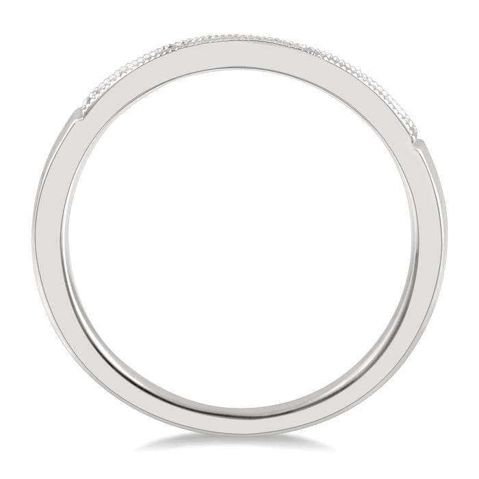 1/10 Ctw Arched Round Cut Diamond Wedding Band in 14K White Gold