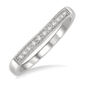 1/10 Ctw Arched Round Cut Diamond Wedding Band in 14K White Gold