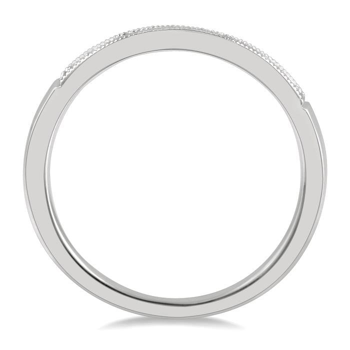 1/10 Ctw Arched Round Cut Diamond Wedding Band in 14K White Gold