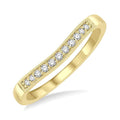 1/10 Ctw Arched Round Cut Diamond Wedding Band in 14K Yellow Gold