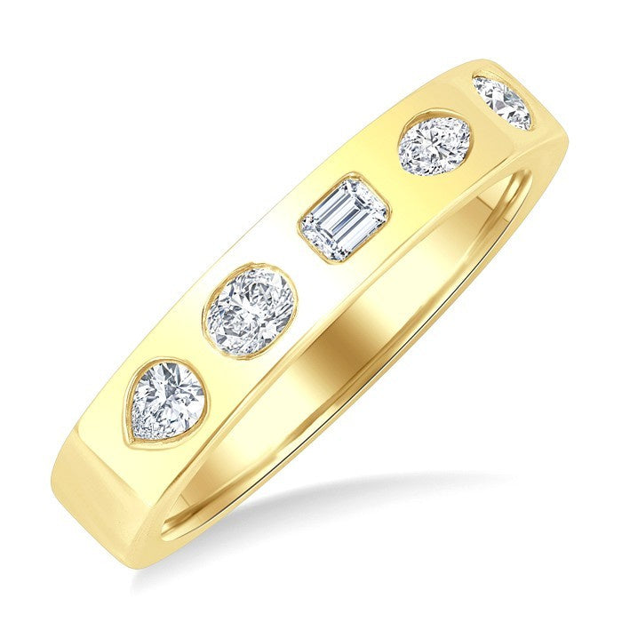 3/8 Ctw Spaced Mixed Shape Diamond Cut Fashion Band in 14K Yellow Gold