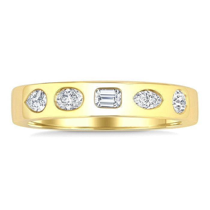 3/8 Ctw Spaced Mixed Shape Diamond Cut Fashion Band in 14K Yellow Gold