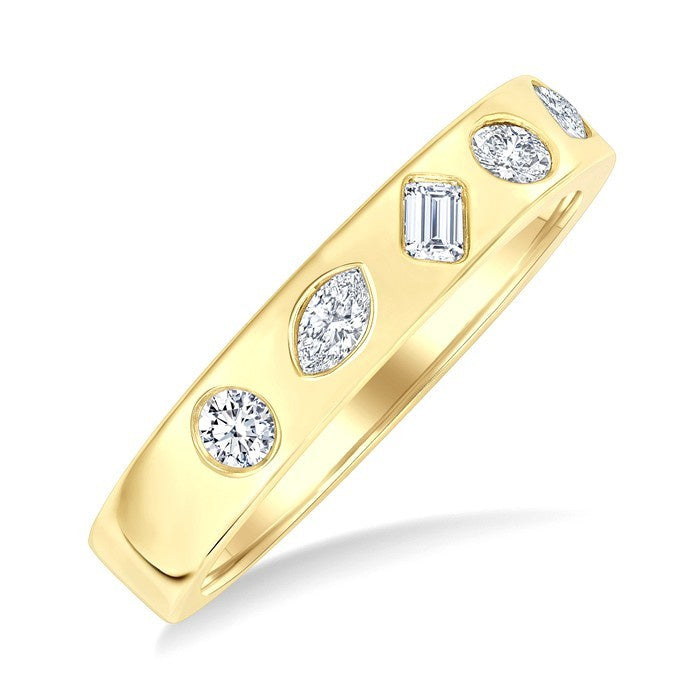 3/8 Ctw Mixed Shape Diamond Cut Fashion Band in 14K Yellow Gold
