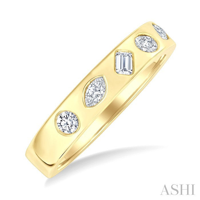 3/8 Ctw Mixed Shape Diamond Cut Fashion Band in 14K Yellow Gold