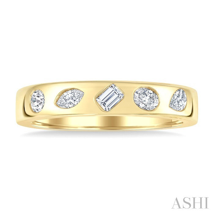 3/8 Ctw Mixed Shape Diamond Cut Fashion Band in 14K Yellow Gold
