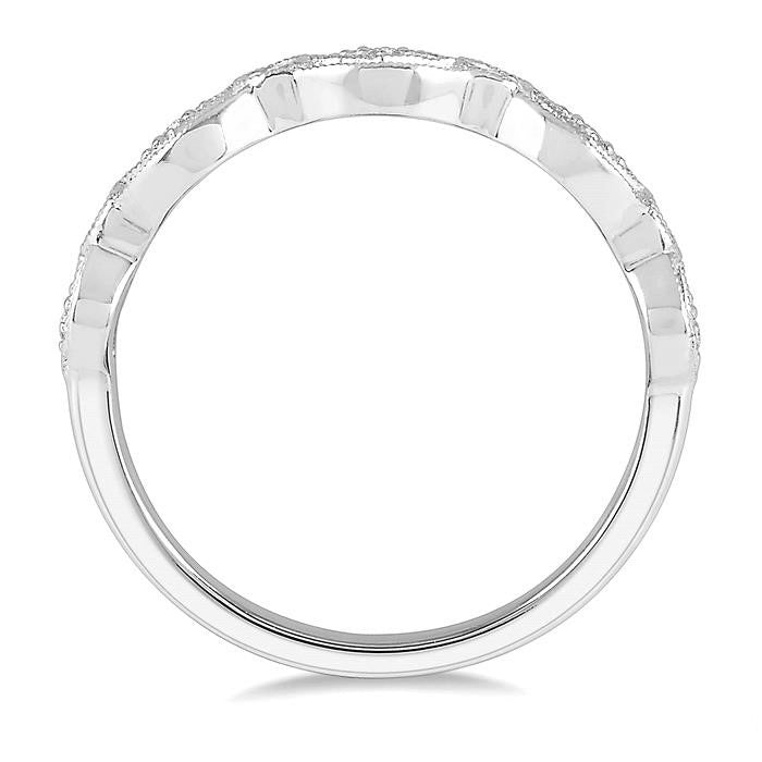 1/8 Ctw Encased Diamond & Circular Shape Mount Round Cut Diamond Fashion Band in 14K White Gold