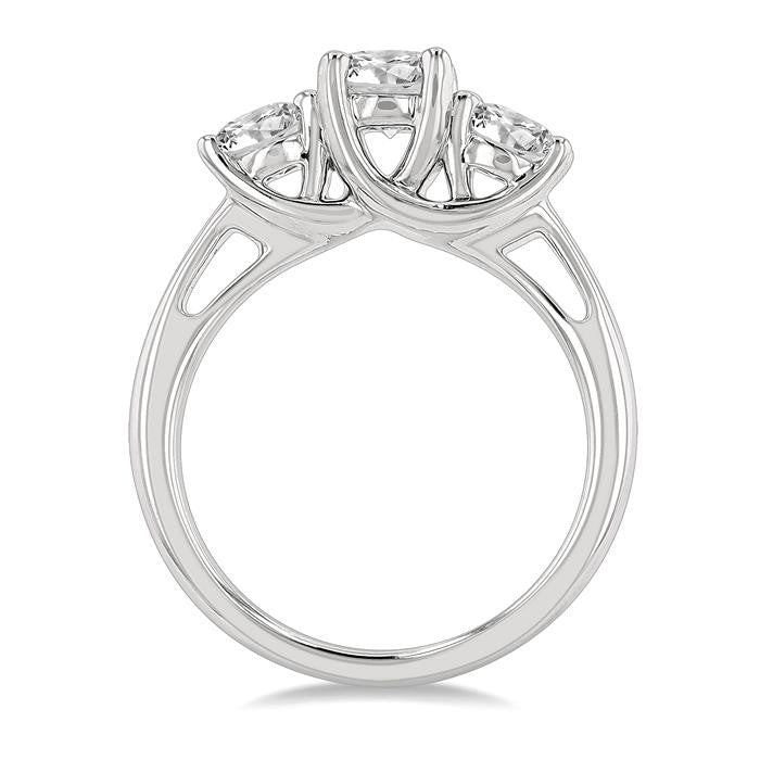 1 1/2 Ctw Past, Present and Future Round Cut Diamond Precious Ring in 14K White Gold