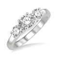 1 Ctw Round Cut Diamond Three-Stone Ring in 14K White Gold