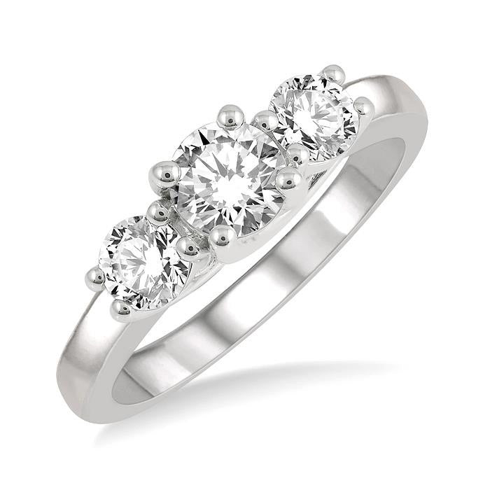 Round Shape Past Present & Future Diamond Engagement Ring