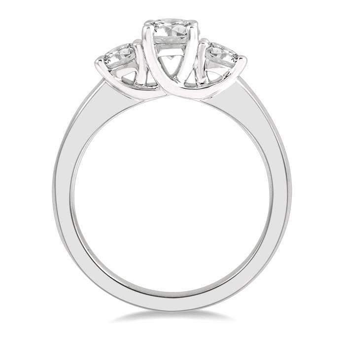 3/4 Ctw Round Cut Diamond Three-Stone Ring in 14K White Gold