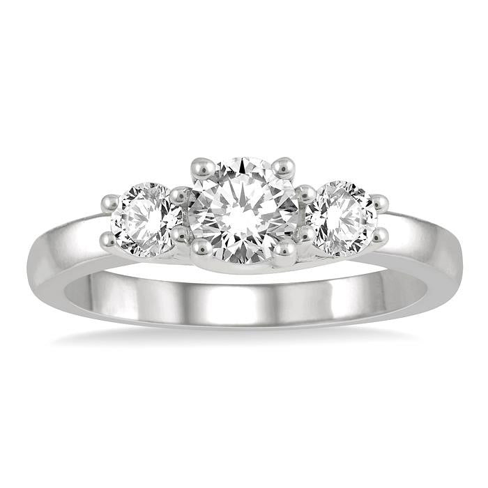 Round Shape Past Present & Future Diamond Engagement Ring