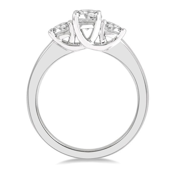 Round Shape Past Present & Future Diamond Engagement Ring