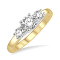 3/4 Ctw Round Cut Diamond Three-Stone Ring in 14K Yellow and White Gold