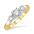 3/4 Ctw Round Cut Diamond Three-Stone Ring in 14K Yellow and White Gold
