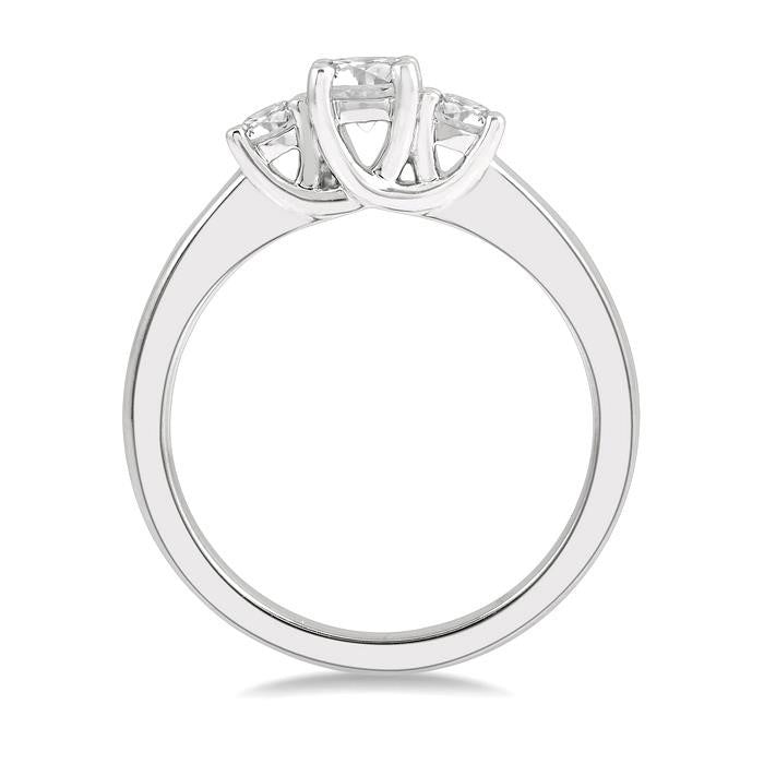 1/2 Ctw Round Cut Diamond Three-Stone Ring in 14K White Gold