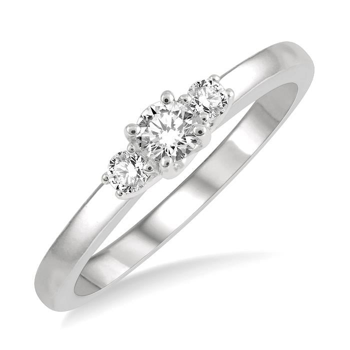 Round Shape Past Present & Future Diamond Engagement Ring