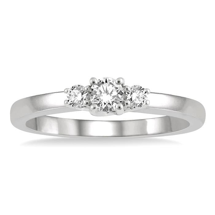 Round Shape Past Present & Future Diamond Engagement Ring