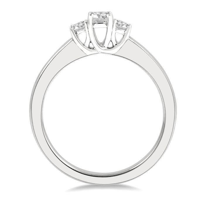 Round Shape Past Present & Future Diamond Engagement Ring