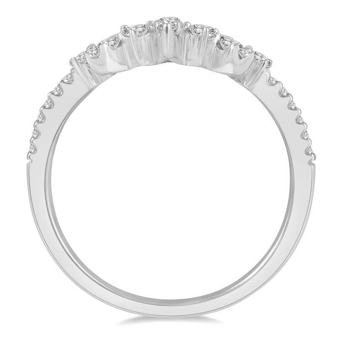 1/4 Ctw Alternating Marquise and Circular Mount Round Cut Diamond Curved Wedding Band in 14K White Gold