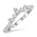 1/4 Ctw Alternating Marquise and Circular Mount Round Cut Diamond Curved Wedding Band in 14K White Gold